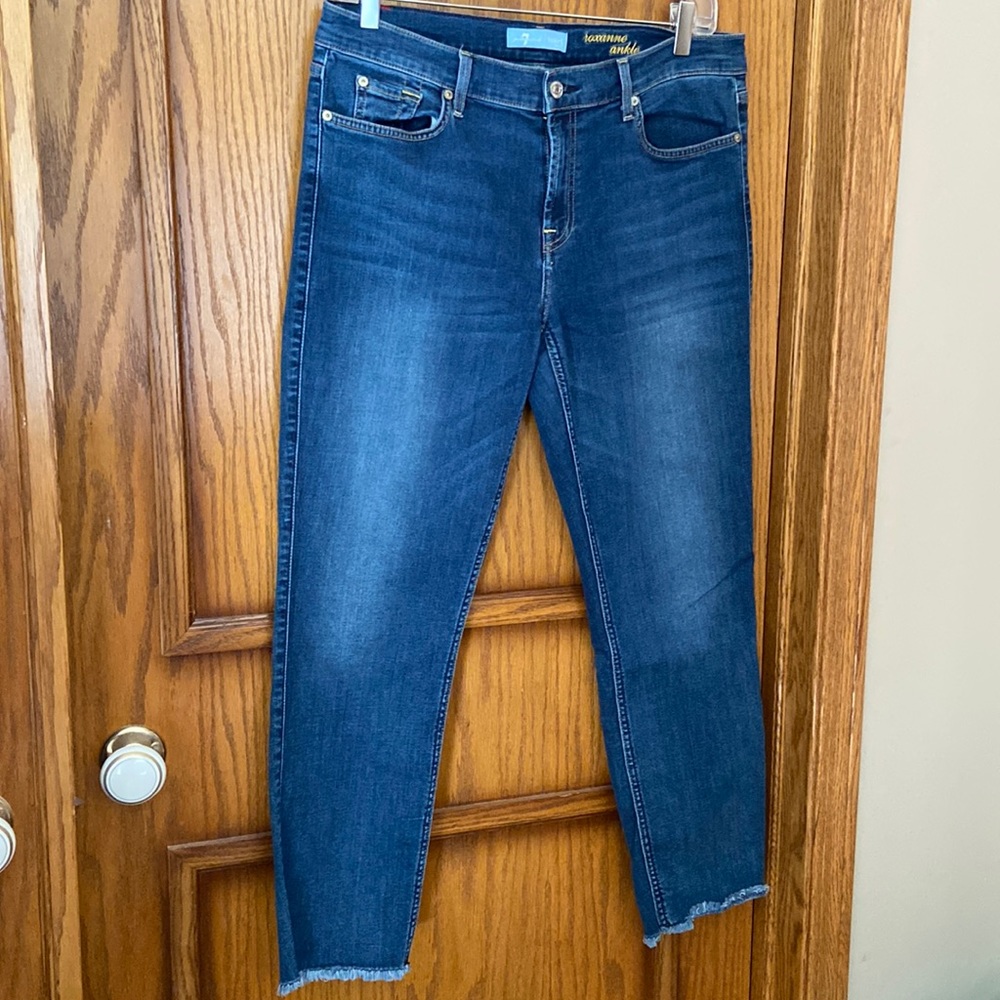 7 for all mankind b(air) roxanne ankle jeans / raw hem denim
